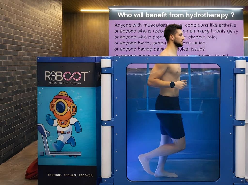 Aqua treadmill chamber for knee pain rehabilitation at R3BOOT Dadar Mumbai