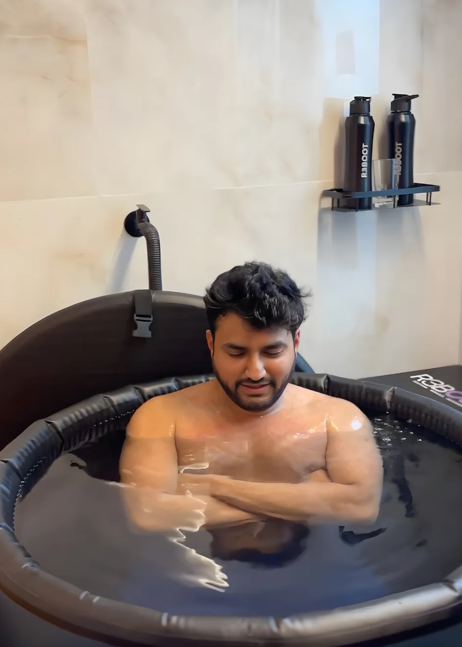 Athlete in ice bath cold immersion at R3BOOT Mumbai